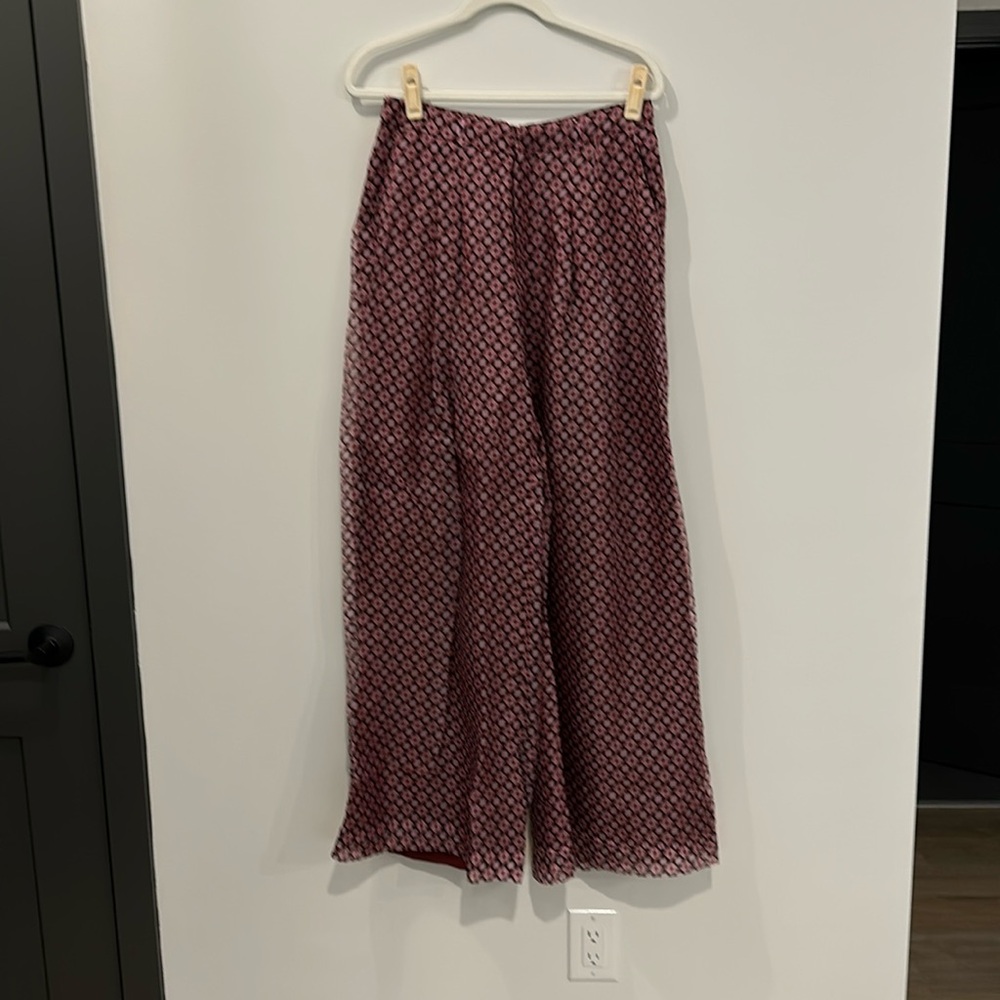 Anthropologie Maeve wide leg silk pants
